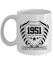 Vintage 1951 Coffee Mug 15oz Ceramic Gift For Women, Men 71 Years Old One Of A K - £15.78 GBP