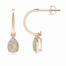 ANGARA Natural Opal Pear-Shaped Drop Earrings in 14K Gold (AAAA, 7x5MM) - £454.87 GBP