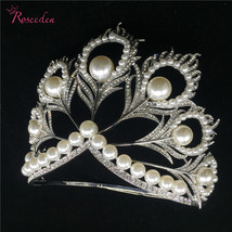 Hot actual size Miss Universe Pageant Crown rhinestone s feather full ci... - $150.35