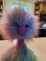 Jellycat London Medium Rainbow Pom Pom Bird Plush Ostrich Multi-Color 14&quot; HTF - £19.38 GBP