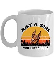 Just A Girl Who Loves Red Doberman Pinscher Dog Coffee Mug 11oz Ceramic Vintage  - £12.94 GBP