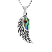 Stunning Angel Wing with Abalone Shell Inlays Sterling Silver Necklace - £21.01 GBP