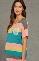 PINKBLUSH | Maternity Colorblock Stripe Shirt Top NWT Size Small - $20.68 CAD