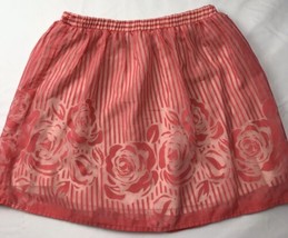 Vanity Full Skirt Sz M Mango Roses Striped Floral Full Lined - £18.42 GBP