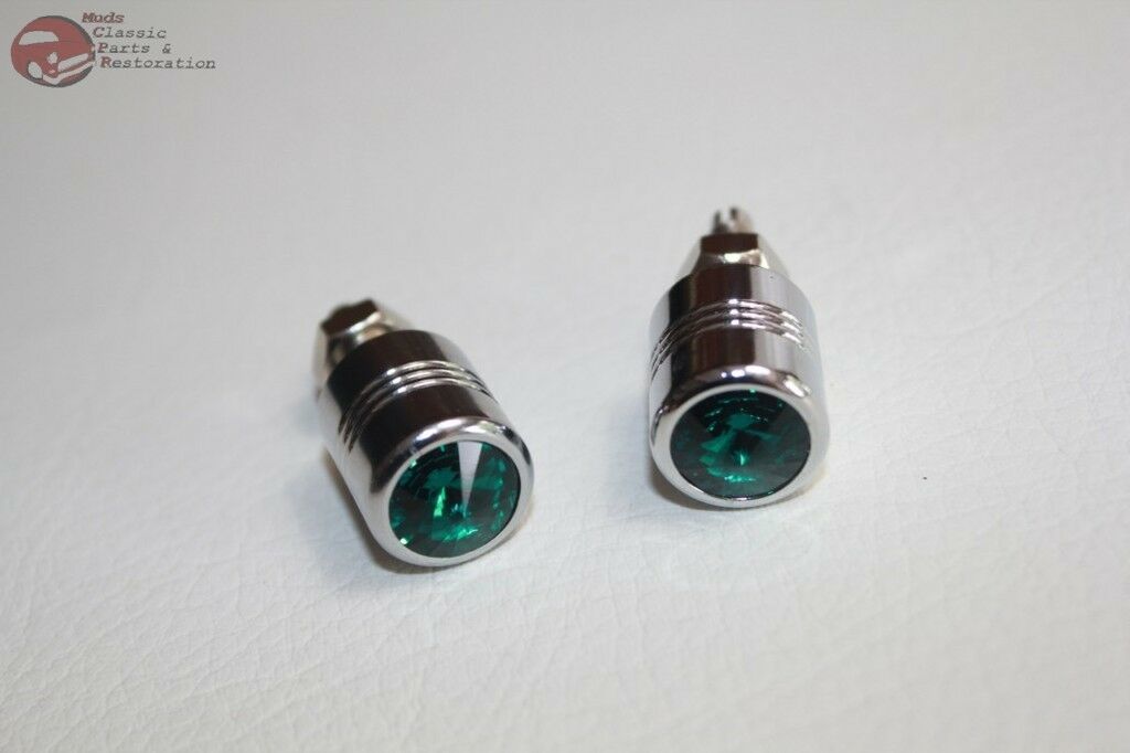 Primary image for Green Diamond License Plate Frame Tag Fastener Bolts Custom Chopper Bobber Pair