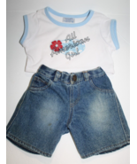 Build A Bear Clothes All American Girl Shirt Denim Blue Jean Shorts BAB ... - $11.08