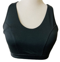 Size M Tek Gear Sports Bra Solid Black Racerback Open Back Lightly Padded - £12.01 GBP