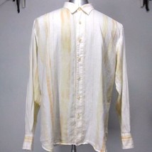 Tommy Bahama Men&#39;s Relax Xl Button Front Yellow Stripe 100% Linen Ls Shirt Euc - $23.59