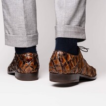 Marco Di Milano Genuine Pirarucu Exotic Lace-Up Olivieri Clear Brown image 8
