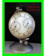 Unique Vintage 5&quot; World Globe Map MCM Bubble Clock Dual Time Ball - By C... - £116.80 GBP