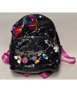 Jojo Siwa black sequin  mini briefcase/ Backpack  with colorful Bow &amp; Ch... - $44.54