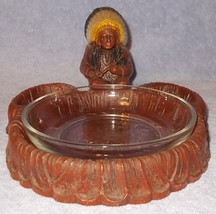 Syroco Wood Native American Chief with Headdress Pipe Holder Ash Tray - $59.95