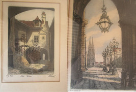 H. Leisch (Austrian, 20th C) 2 Color Etchings On White Silk, Pencil Signed Orig - £222.74 GBP