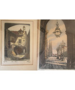 H. LEISCH (Austrian, 20th C) 2 color etchings on white silk, PENCIL SIGN... - $297.98