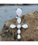 316L Stainless Steel White Synthetic Opal Cross - $31.92 CAD