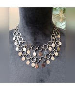 Womens Fashion Silver Tone Disc Circle Hoops Links Necklace with Lobster... - $36.12 CAD