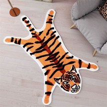 Tiger Print Rug Animal Printed Small Area Rugs Faux Cowhide Skin Leather Nonslip - £27.41 GBP