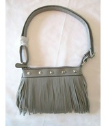 Womens Gray BOHO CHIC Faux Leather Shoulder Bag Zipper Fringe Adjustable... - £9.56 GBP