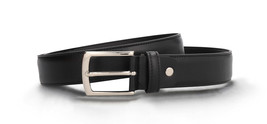 Mens classic formal vegan belt on black apple leather square silver buckle dress - £55.15 GBP