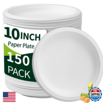 Drihara Heavy Duty Paper Plates 10 inch Large 150 Count White Disposable... - $48.77