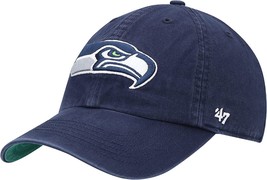 Seattle Seahawks Nfl &#39;47 Brand Navy Adult 2XL (Xxl) Franchise Fitted Hat $35 Nwt - £13.93 GBP