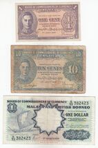 British Malaya, Set of 3, Different Issue Banknote Collection. - $51.84