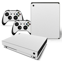 For Xbox One X Skin White Carbon Fiber &amp; 2 Controllers Decal Vinyl Wrap - $13.97