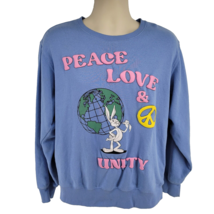 Looney Tunes Bugs Bunny Puff Paint Sweatshirt Peace Love Unity Adult M 3... - £22.06 GBP