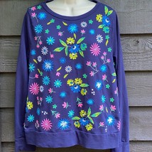 Lilly Pulitzer Rami true navy colorful floral embroidery sweatshirt size... - £28.48 GBP