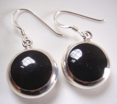 Reversible Mother of Pearl and Black Onyx Round Earrings 925 Sterling Silver - £23.93 GBP