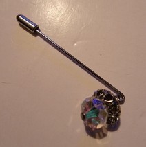 Vintage Stick Pin Crystal Bead Silver Tone - £11.69 GBP