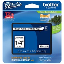 Genuine Brother 1/4&quot; (6Mm) Black On White Tze P-Touch Tape For Brother P... - £25.01 GBP