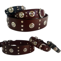 Studded with star and crystals Premium Leather Dog Collar Christmas day - £54.97 GBP
