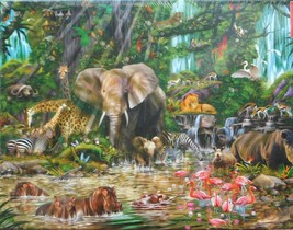 Educa African Jungle 2000 pc Jigsaw Puzzle Africa Animals Elephants Lion... - $30.68