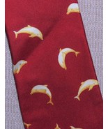 Louis Feraud Neck Tie / Necktie Silk 62&quot;x3.25&quot; Red Gold Dolphin Made in ... - €6,95 EUR