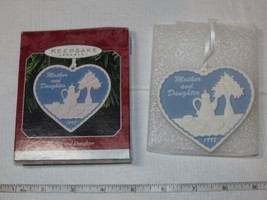 HALLMARK Keepsake Ornament 1998 Mother and Daughter Porcelain Heart blue - £16.59 GBP