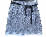 The Wrights Flared Skirt Size 4 White Black Lace Detail Belted Made in USA - $27.69