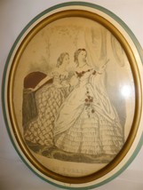 Vintage Antique Le Follet Print By Print By Anais Coudoure Oval Frame - £25.16 GBP