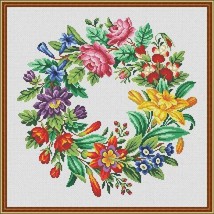 Berlin Woolwork Antique Multifloral Wreath 1 Counted Cross Stitch Pattern PDF - £8.03 GBP