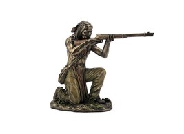 Native American Indian Kneeling Shooting Sculpture Statue Figurine - $56.93