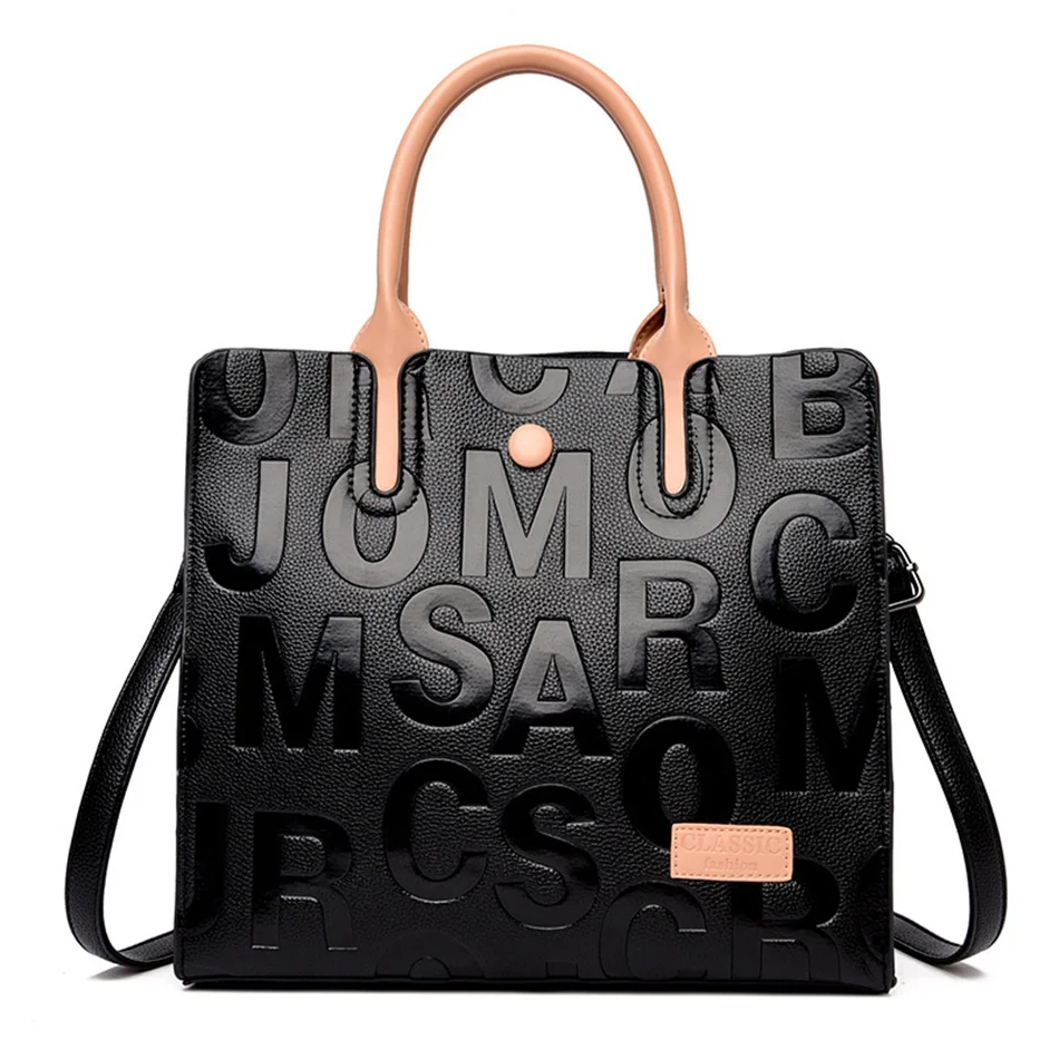 Large Capacity Vintage Ladies Tote Bag Letter Leather Woman Handbag er Bags For  - £38.22 GBP