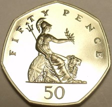 Great Britain 50 Pence, 1988 Cameo Proof~Britannia~125,000 Minted~Free Ship - $8.81