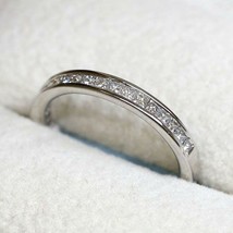 2.7mm Princess Cut Half Band Channel Diamond Wedding Ring 14K White Gold Plated - £59.09 GBP