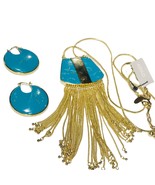 Chico’s Turquoise Closed Hoop Earrings &amp; tassle long necklace - £58.77 GBP