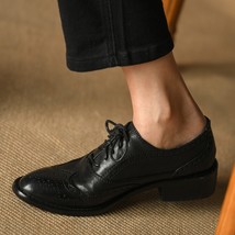 Retro Low Heel British Style Quality Oxfords Lace-Up Brogue Shoes For Women Vint - £113.76 GBP