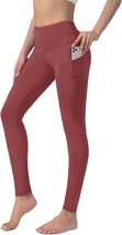 Yoga Pants with Pockets Butter Soft No Deformation No Fade Leggings (Red,Size:M) - £17.77 GBP