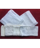  Set of 6 vintage embroidered white handkerchiefs (mixed set) - £19.66 GBP