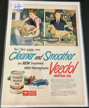 Vintage Dog Show Boy w/ Cocker Spaniel Veedol Motor Oil Ad Art Poster - £3.73 GBP
