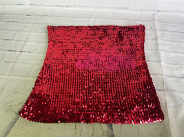 Mystery House Red Sequin All Over Crop Cropped Sleeveless Top Womens Juniors XL - £13.68 GBP