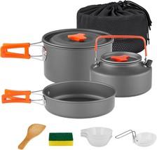 Yeto Camping Cookware Set Hard-Anodized Aluminum Foldable, Medium Grey - £32.98 GBP